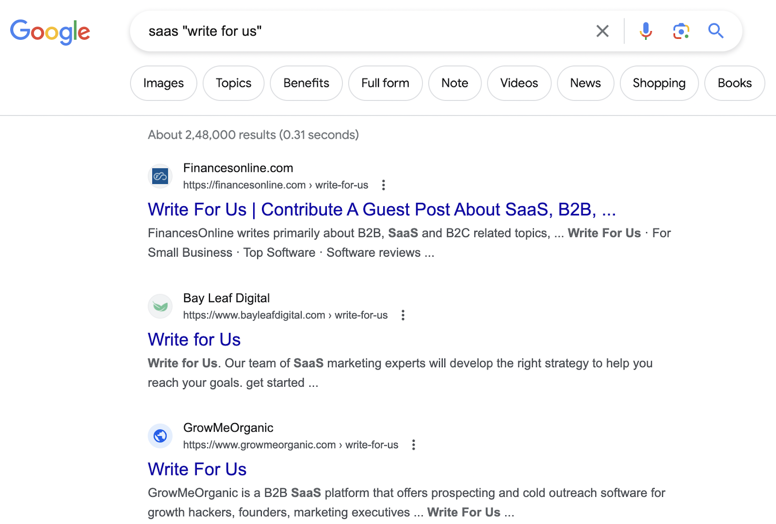 Find SaaS writing gigs on Google