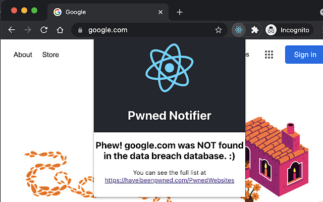 Pwned Notifier chrome extension