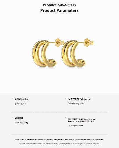 Title 1, Silver S925 Glossy Double Layer Geometric Symme...
