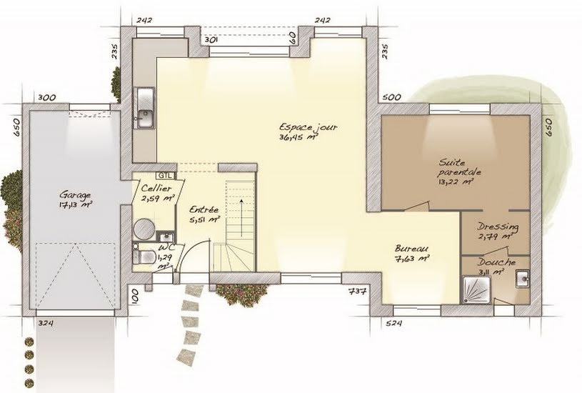  Vente Terrain + Maison - Terrain : 1 000m² - Maison : 90m² à Fresne-le-Plan (76520) 