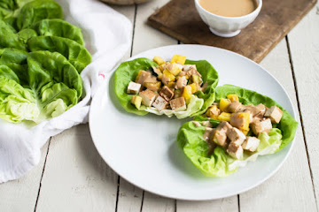 Grilled Teriyaki Tofu Lettuce Wraps with Creamy Sesame Dressing