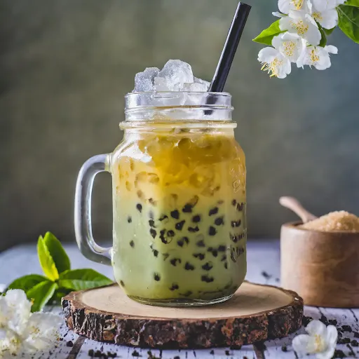 Cane Sugar Jasmine Green Bubble Tea [450 Ml, Mason Jar]