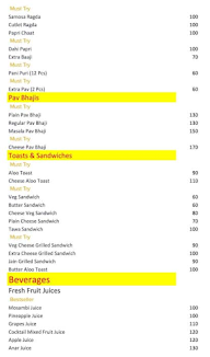 Mayur Pan House menu 2