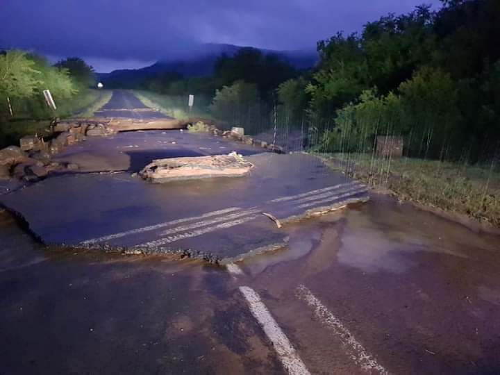 A road leading to Utrecht in KwaZulu-Natal was damaged during torrential rains on Friday.