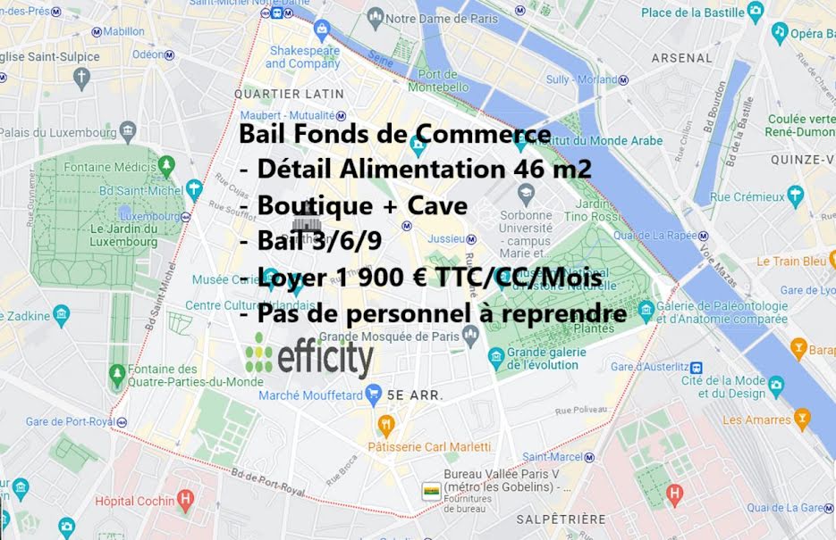 Vente locaux professionnels 2 pièces 46 m² à Paris 5ème (75005), 45 000 €