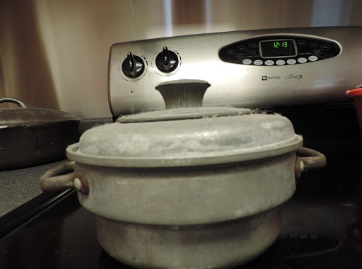 Dad's Egg Pot.  Many an egg boiled in this pot for his egg salad sandwiches.  