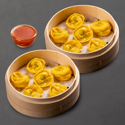 Steamed Corn & Cheese Momo With Momo Chutney -12 Pcs