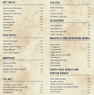 The R Coffee House menu 