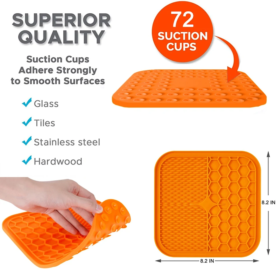 Lick Pad for Dog Cat Slower Feeder Licky Mat for Puppy Kitten Silicone Dispenser Pet Feeding Licking Mat Bathing Distrac