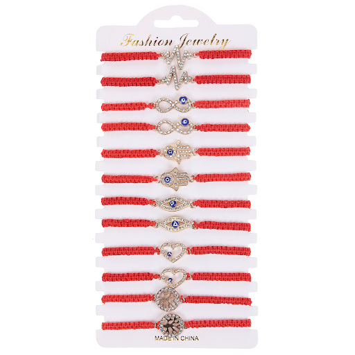 Title 6, Red Rope Woven Lucky Ethnic Style Bracelet Card...