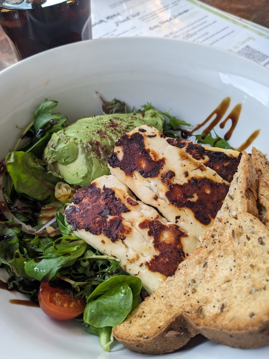 Halloumi salad with GF bread