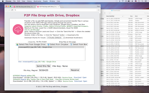 P2P File Drop with Drive, Dropbox