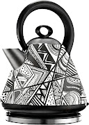 Graphic artist Sindiso Nyoni pimped up a Russell Hobbs kettle with a graphic black-and-white print.