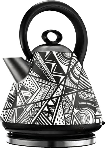 Graphic artist Sindiso Nyoni pimped up a Russell Hobbs kettle with a graphic black-and-white print.