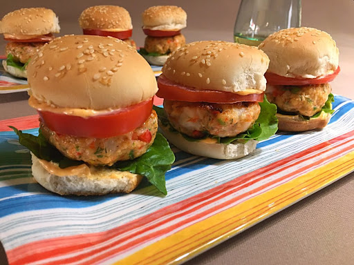 A bunch of delicious Shrimp Sliders ready to be enjoyed!