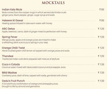 Dadu's Mithai Vatika menu 