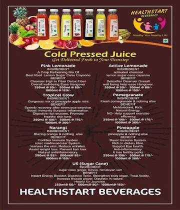Healthstart Beverages menu 