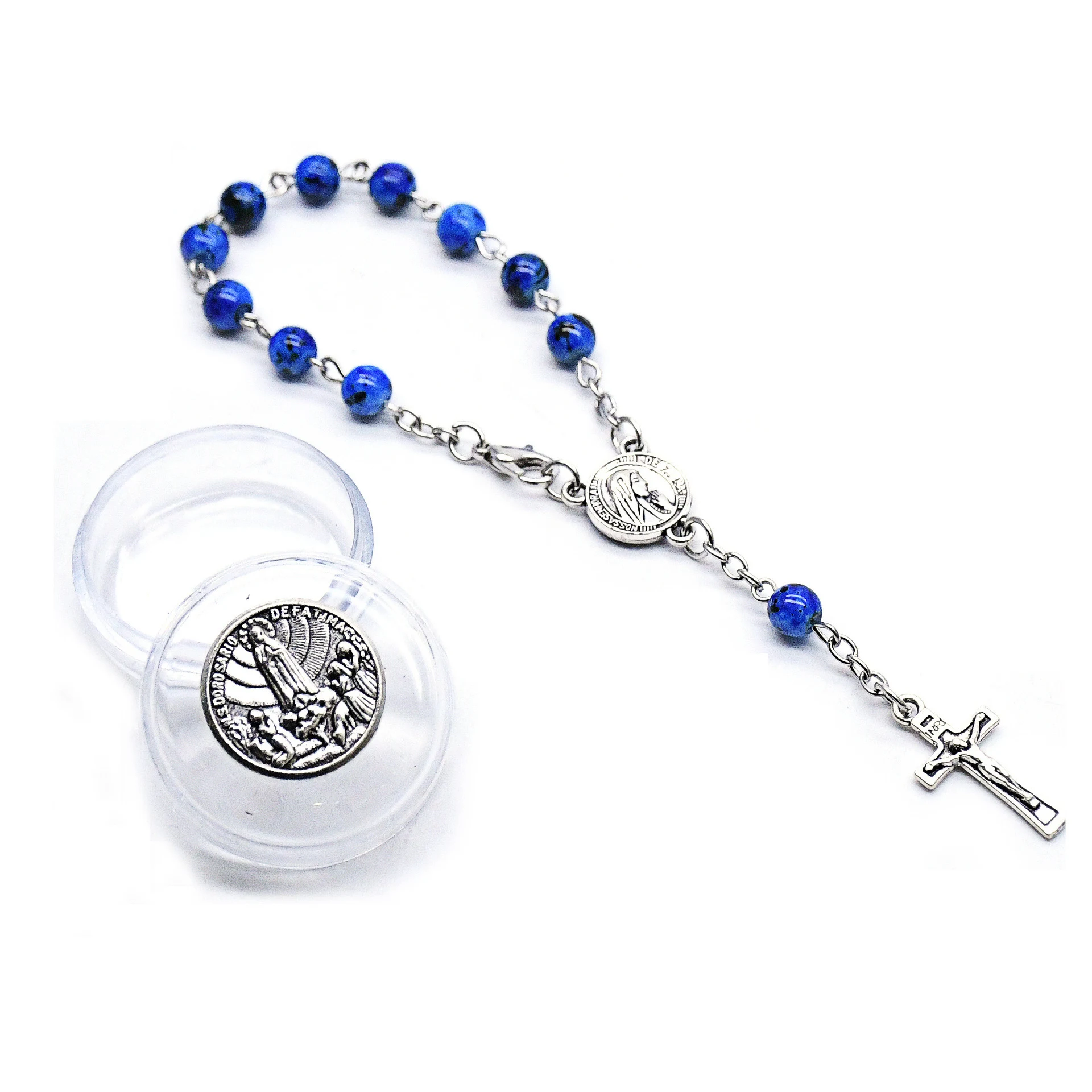 Title 5, Bracelet rosaire perles 6mm, croix en alliage, ...