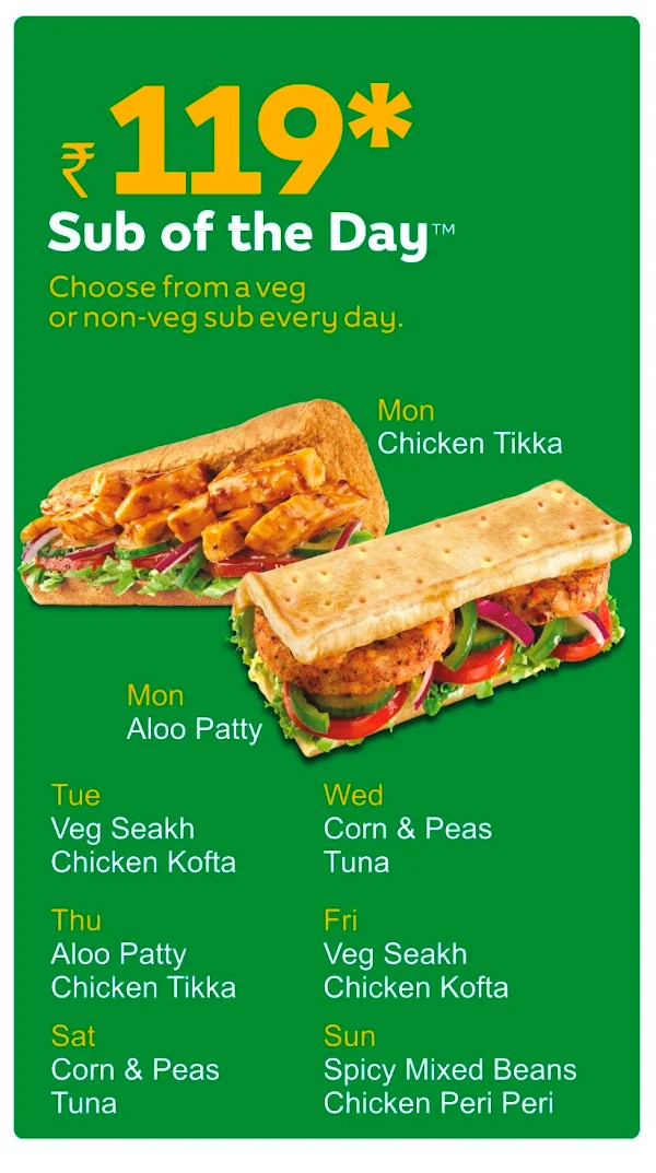 Subway menu 