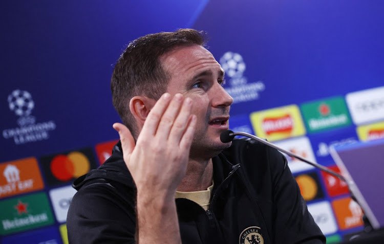 Chelsea manager Frank Lampard during his team's Uefa Champions League press conference at Stamford Bridge in London on April 17 2023.