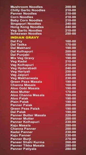 Udupi Malini Grand menu 