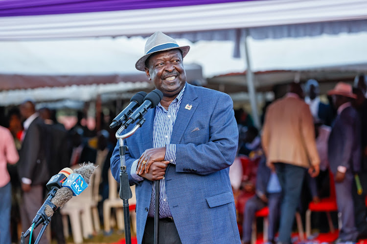 Prime Cabinet Secretary Musalia Mudavadi speaking in Nandi County during the wedding ceremony of the Mosop Member of Parliament on December 23, 2023