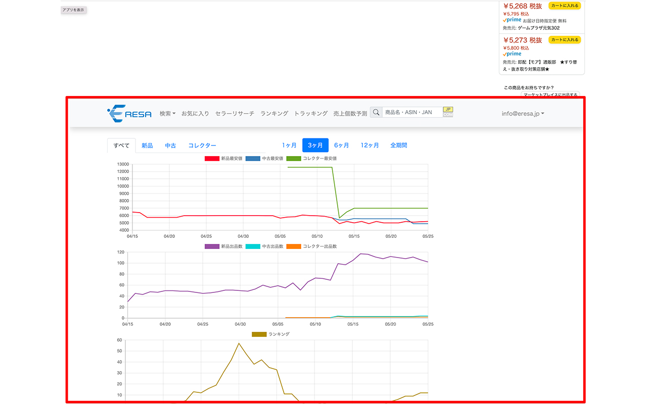 ERESA(イーリサ) Chrome版 -Amazon商品価格変動＆ランキングチェック Preview image 3