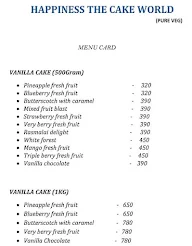 Happiness The Cake World menu 2