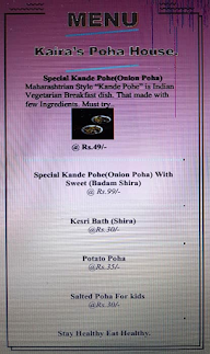 Kaira's Poha House menu 1