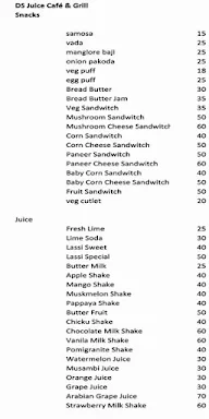 DS Juice Café & Grill menu 1