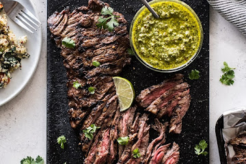 Grilled Skirt Steak with Cilantro Pesto