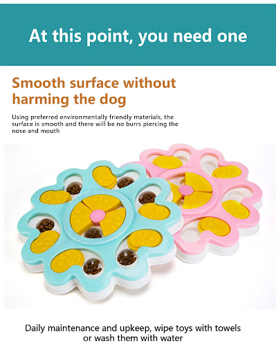 Title 5, Dog Puzzle Slow Bowl Flower Shape Improve IQ In...