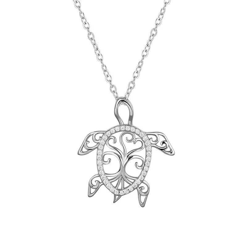Glücksbringer Schildkröte Halskette S925 Sterling Silber Modedesign Tieranhänger Europäisch-Amerikanisch