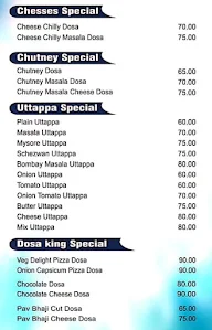 Dosa King, Dhankawadi menu 2