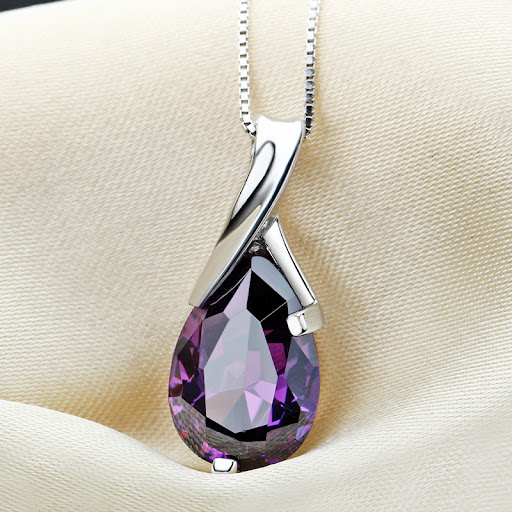 Title 2, Sweet Purple Crystal Womens Necklace Angel Tea...