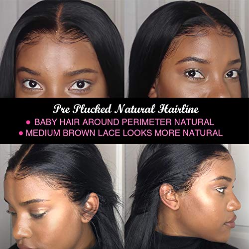 Title 2, Brazilian Straight Front Lace Wig Human Hair, n...