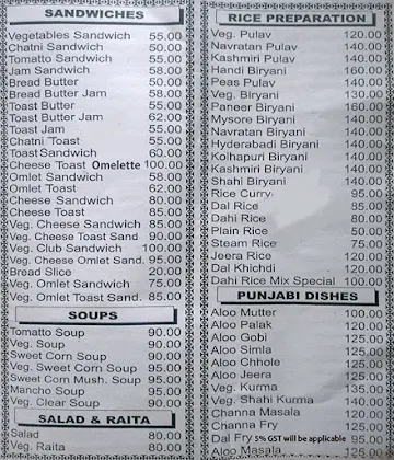 Madras Bhuvan menu 