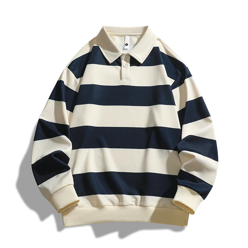 Heren losse gestreepte T-shirt sweatshirt trui, voor ultiem draagcomfort en casual stijl. Ideaal voor dagelijks gebruik en veelzijdig te combineren.