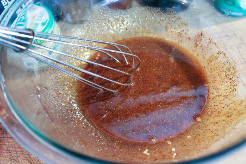 Whisking Marinade Ingredients Together.