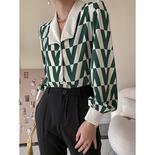 Title 7, Womens Geometric Print Vintage Layered Lapel S...