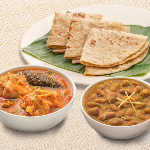 Dhaba Style Chicken Curry, Rajma With Parathas