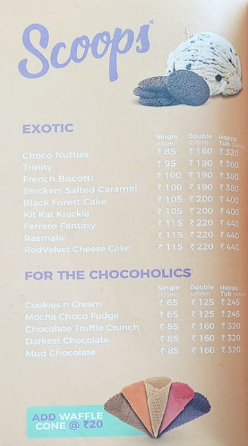 Happinezz Ice Creams menu 