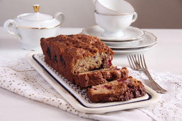 Rhubarb Loaf Cake with Blackberries and Brown Sugar