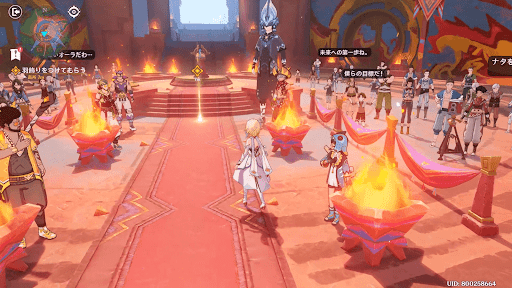 1_羽飾りをつけてもらう