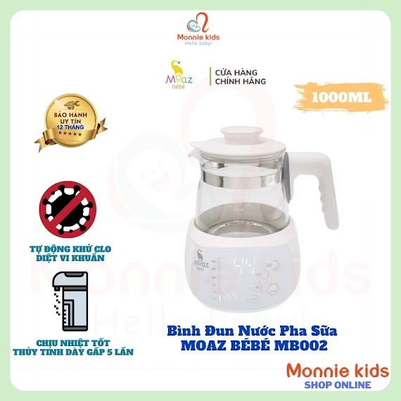 Bình Đun Nước Pha Sữa Giữ Nhiệt Moaz Bebe Mb002 1 Lít, Máy Đun Nước Siêu Tốc - Monnie Kids