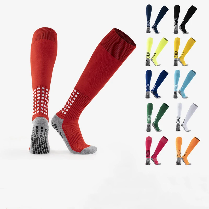 Chaussettes athlétiques longues épaisses, pour la course, avec distribution de colle, antidérapantes et résistantes à l'usure, au-dessus du genou