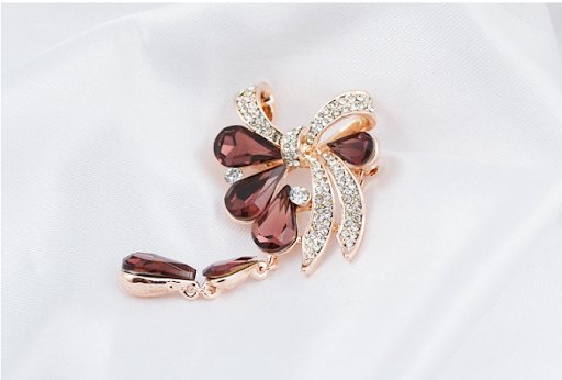 Title 3, Broche goutte deau nœud, fleur cristal diamant...