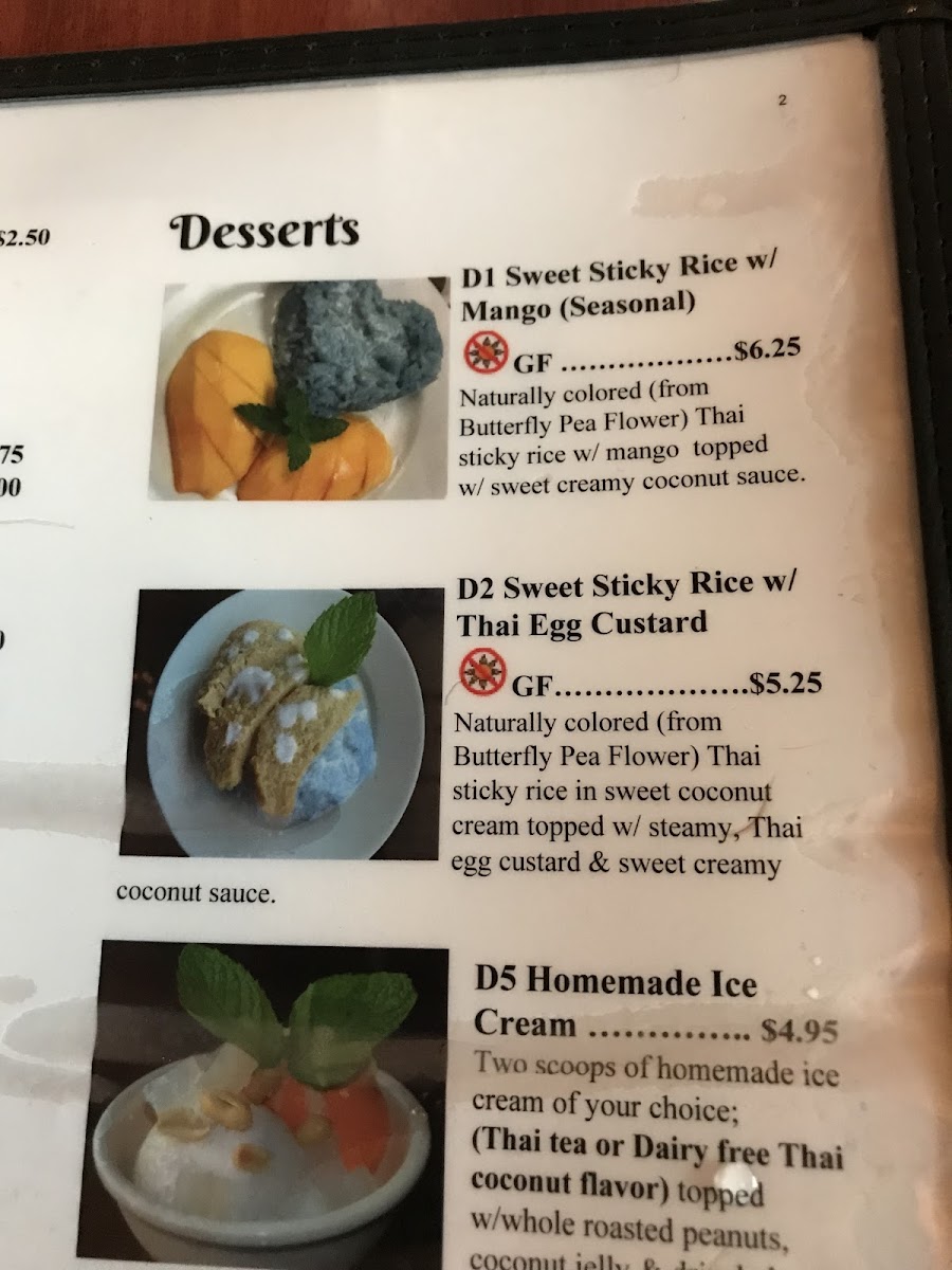 Madam Mam's gluten-free menu