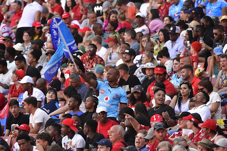 Rugby supporters are shown during the United Rugby Championship match between Emirates Lions and Vodacom Bulls at Emirates Airline Park on February 17 2024 in Johannesburg. Picture: SYDNEY SESHIBEDI/GALLO IMAGES