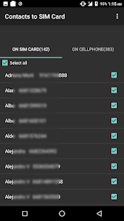 Contacts to SIM Card - Manage your contacts Screenshot